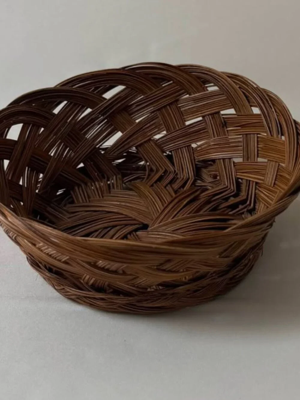 Set of Three 1970s Hand-Woven Rattan Baskets